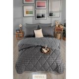 Isessia Livora Çift Kişilik Çift Taraflı Wellsoft Uyku Seti | Lastikli Çarşaflı & 2 Yastık Kılıflı | Yorgan | 195X215 cm - Gri