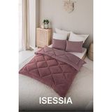 Isessia Lüks Wellsoft Çift Taraflı Yumuşak 4 Mevsim Konfor Yorgan Seti | Yorgan | Uyku Seti 195 x 215 cm - Gülkurusu