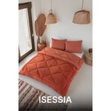 Isessia Lüks Wellsoft Çift Taraflı Yumuşak 4 Mevsim Konfor Yorgan Seti | Yorgan | Uyku Seti 195 x 215 cm - Kiremit