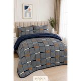 Isessia Nora Çift Kişilik Çift Taraflı Wellsoft Uyku Seti | Lastikli Çarşaflı ve Yastık Kılıflı | Yorgan | 195X215 cm - Lacivert
