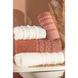 Isessia Pera 4'lü Banyo Havlu Seti Hamam Takımı 100% Pamuk - Standart - Kiremit - Krem