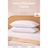 Isessia Puffy Yastık 2’li Set | Yumuşak, Dolgun, Silikon Elyaf Dolgulu | 50 x 70 Cm. - 50 × 70 cm - Beyaz