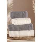 Isessia Sera 4'lü Banyo Havlu Seti Hamam Takımı 100% Pamuk - Standart - Antrasit - Krem