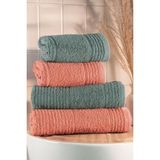 Isessia Sera 4'lü Banyo Havlu Seti Hamam Takımı 100% Pamuk - Standart - Haki - Kiremit