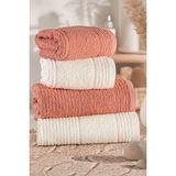 Isessia Sera 4'lü Banyo Havlu Seti Hamam Takımı 100% Pamuk - Standart - Kiremit - Krem