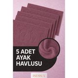 Isessia Serra 5 Adet %100 Pamuk En Iyi Emici Ayak Havlusu | Konforlu Banyo Paspası | 50X70CM - 50 x 70 cm - Mürdüm