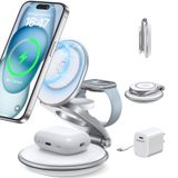Iseyyox Apple Çoklu Cihazlar için Şarj İstasyonu: Mag-Safe iPhone için 3'ü 1 Arada Katlanabilir Manyetik Kablosuz Şarj Standı - iPhone 15 14 13 12 Pro Max Plus ve Apple Watch ve Airpods için Seyahat Şarj
