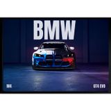 ISFMARKT-BMW M4 GT4 EVO Poster 48x33 cm Çerçeveli | Spor Araba Posteri | Yarış Otomobili Duvar Tablosu | BMW Duvar Dekoru