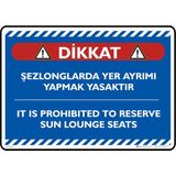 İsg Tabelam 25X35CM/FOSFORLU Kompozit/şezlonglarda Yer Ayrımı Yapmak Yasaktır - 25 x 35 cm - Fosforlu Kompozit Levha