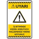 İsg Tabelam 35X50CM/KOMPOZIT/İŞ Bitiminde Kişisel Koruyucu Malzemenizi Yerine Koyunuz - 35 x 50 cm - Kompozit Levha
