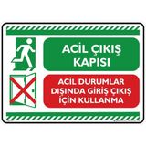 İsg Tabelam Acil Çıkış Kapısı Acil Durumlar Dışında Giriş Çıkış Için Kullanma/25x35cm/dekota