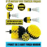 İsgstore 3'lü Set Matkap Ucuna Takılan Duşa Kabin Fayans Banyo Küvet Oto Koltuk Lastik Yıkama Temizleme Fırça