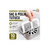 isgstore Main Shop 10 Adet Kendinden Yapışkanlı Pratik Gider Koruyucu Saç ve Pislik Tutucu Süzgeç M-740