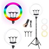 Işık Halkası Ring Light Rgb LED Işık 45 cm Video Işığı Rgb Gün Işığı ve 210 cm Tripod - Siyah