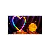 Işık kasabası(107) Neon Kalp Ve 3 D Led Sarı Küre Gece Lambası Sarı