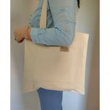 Işık Tasarım Kanvas Kumaş Tote Çanta 4 Cepli - 39x35 cm - Krem