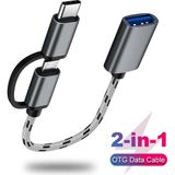 Işık Tv IŞIK TV Usb to Type C Micro usb OTG Kablo 2 in 1 Yeni Nesil Bağlantı Tipleri usb Data Şarj Çeviricisi - Gri