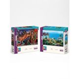 Işıklar Altında Ve Sahil Köyü İkili Set - 1000 + 500 Parça İkili Puzzle Seti