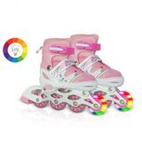 Işıklı 4 Tekerlekli Inline Paten 31-34 Pembe