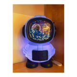 Işıklı Astronot Tasarımlı Kumbara 11 cm x 11 cm 17,6 cm Mavi Renk