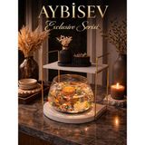 Işıklı Beta Balığı Akvaryum ve Dekor Amaçlı Cam Fanus Mini Akvaryum - Beyaz - Gold