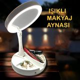 Işıklı Büyüteçli Makyaj Aynası, 10X Büyüteçli 21 Led Işıklı Seyahat Makyaj Aynası, Çift Taraflı Kompakt Ayna, Makyaj Masası Ve Seyahat İçin Işıklı Makyaj Aynası.
