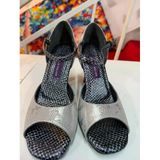 Işıklı Dalga Model Latin-Salsa-Tango Dans Ve Salon Ayakkabısı 7 Cm 11 Pont Kadeh Model Kapalı Topuk