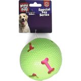Işıklı Kemik Desenli Plastik Top Köpek Oyuncağı 7,5 cm - Yeşil