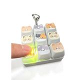 Işıklı Klavye Stres Giderici Anahtarlık Mekanik Tuş 9 Tuşlu Kawaii Kedili