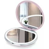 Işıklı Kompakt Ayna, Seyahat Aynası 3X Büyüteçli Makyaj Çantası Aynası, Kadınlar Için 3,2 Inç Led Cep Aynası, Bozulma Yok, Kısılabilir Taşınabilir Küçük Ayna, Cüzdan Için Pembe