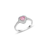 Isikli Kutuda Gumus Rodyumlu Pirlanta Modeli Pembe Tasli Kalp Yuzuk Sgtl12297pembe