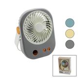 Işıklı Mini Fan Masa Üstü Usb Şarjlı 2İn1 Kulp=Taşıma - Duruş 3 Kademe Hız 15.5X12cm Bjj-565 Go53/00342