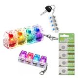 Işıklı Mini Klavye Anahtarlık, 4 Adet Yedek Pil HEDİYE, Click Sesli Mekanik Switch Fidget Oyuncak,RGB LED Işıklı Stres Giderici YEDEK PİL HEDİYELİ