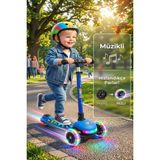 Işıklı Müzikli 3 Tekerlekli Çocuk Scooter, LED Tekerlekli, Işıklı Tabanlı | 3 Yaş ve Üzer - Çok Renkli