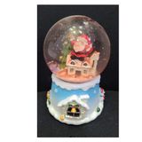 Işıklı Müzikli Noel Kar Küresi, Noel Baba Temalı, Cam Fanus, Polyester Taban, 12x8 cm, Pilli, Dekoratif Biblo