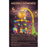Işıklı Müzikli Sesli Kumanda Edilebilir Renkli Hayvan Figürlü Eğitici Oyuncak Beşik Dönencesi
