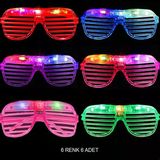 Işıklı Panjur Şeritli Led Parti Gözlüğü 6 Renk 6 Lı Set
