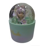 Işıklı Peri Figürlü Dekoratif Cam Küre, Mor Saçlı, Yeşil Taban, 9x7,5 cm, Pilli