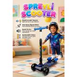 Işıklı Sesli Duman Atan 100 kg Taşıma Kapasiteli Desenli Büyük Boy 3 Tekerlekli Çocuk Scooter MOR