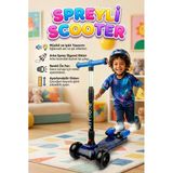 Işıklı Sesli Duman Atan 100 Kg Taşıma Kapasiteli Desenli Büyük Boy 3 Tekerlekli Çocuk Scooter