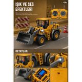 Işıklı Sesli Full Fonksiyon Metal Hareketli Kepçe 2.4ghz Uzaktan Kumandalı Loader 9 Kanal Sarı