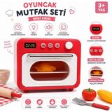 Işıklı Sesli Oyuncak Mini Fırın | Dijital Göstergeli | Açılır Kapaklı Çocuk Mutfak Rol Yapma Oyuncağı | 3+ Yaş