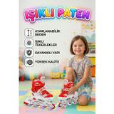 Işıklı Silikon Tekerli Ayarlanabilir S 30-33 Bedenli Çocuk Pateni Spor Dış Mekan Oyuncağı KIRMIZI