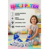Işıklı Silikon Tekerli Ayarlanabilir S 30-33 Bedenli Çocuk Pateni Spor Dış Mekan Oyuncağı MAVİ