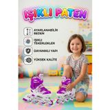 Işıklı Silikon Tekerli Ayarlanabilir S 30-33 Bedenli Çocuk Pateni Spor Dış Mekan Oyuncağı MOR