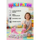 Işıklı Silikon Tekerli Ayarlanabilir S 30-33 Bedenli Çocuk Pateni Spor Dış Mekan Oyuncağı PEMBE
