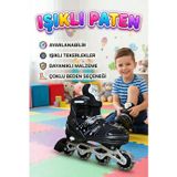 Işıklı Silikon Tekerli Ayarlanabilir S 30-33 Bedenli Çocuk Pateni Spor Dış Mekan Oyuncağı SİYAH