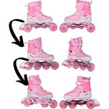 Işıklı Silikon Tekerli Paten Kız Erkek Çocuk Pateni Çantalı 2+2 4 Dört Tekerlekli Paten 3 In 1 - Pembe - 30 - 33
