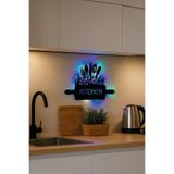 Işıklı Tablo Kitchen Mutfak İçin Dekoratif Duvar Dekorlu Gece Lambası Çok Renkli 50 cm