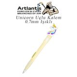 Isikli Unicorn Uclu Kalem 0.7 1 Adet Unicorn Baslikli Versatil Kalem Suslu Silikonlu Hediyelik Kalem